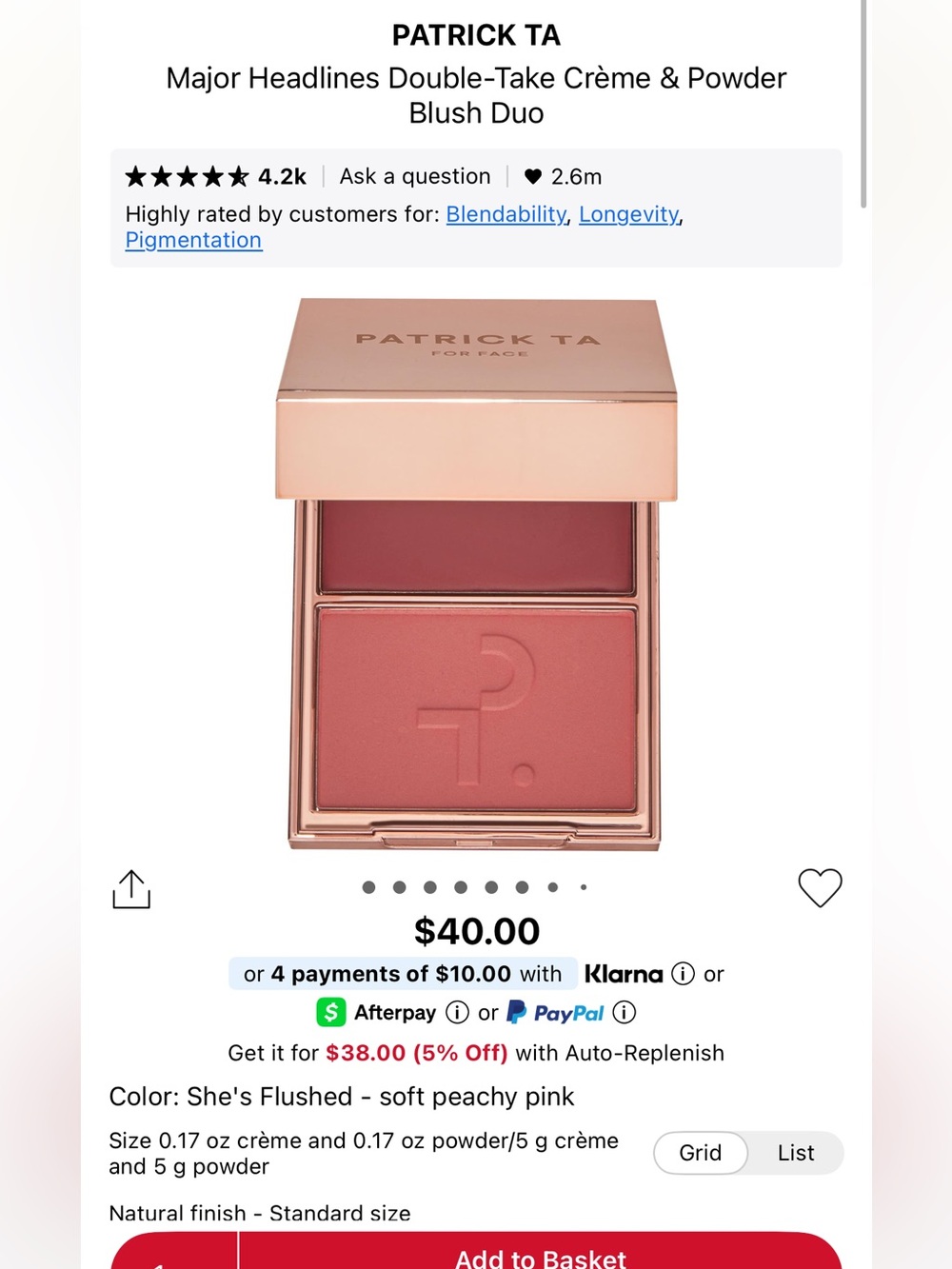PATRICK TA She's Flushed Peachy Rose Blush Duo